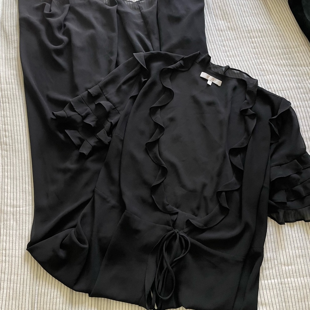 Wayf Black Ruffled Tie Front Dress